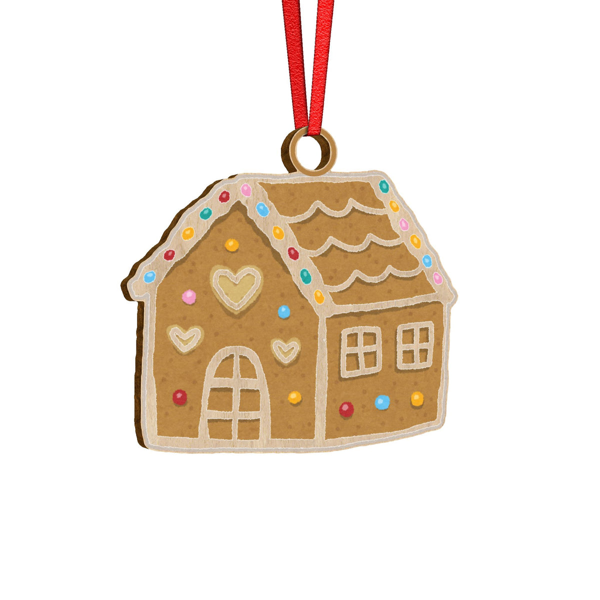 Gingerbread House Wooden Ornament — Custom Shape Holiday Decoration