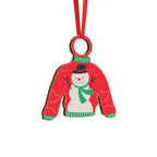 Wooden Ugly Sweater Ornament — Snowman Christmas Tree Decoration