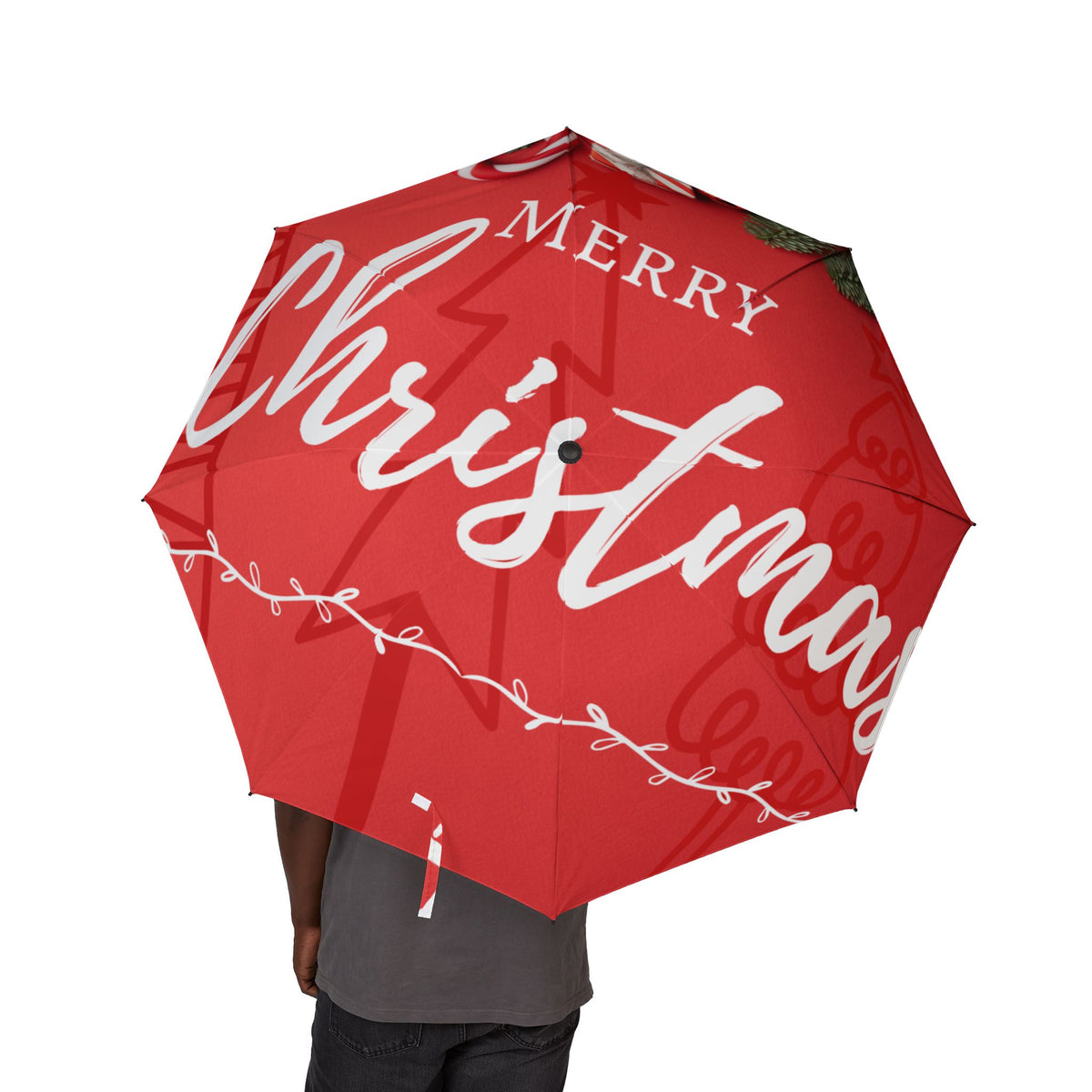 Merry Christmas Red Foldable Umbrella
