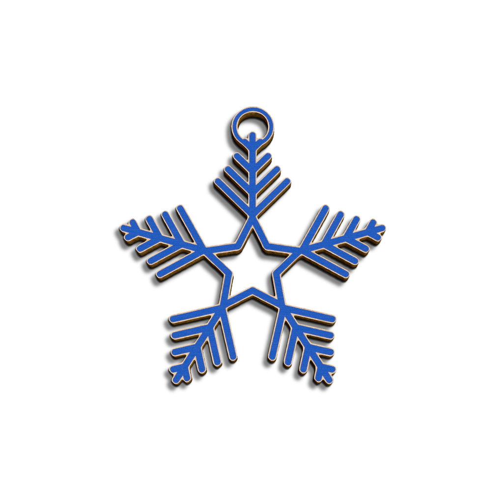 Blue Snowflake Wooden Ornament – Customizable Holiday Decoration