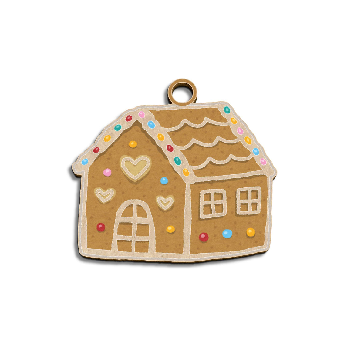 Gingerbread House Wooden Ornament — Custom Shape Holiday Decoration