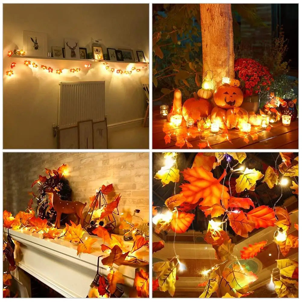 Fall Maple Leaf Leaves LED Light Garland