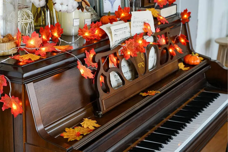 Fall Maple Leaf Leaves LED Light Garland