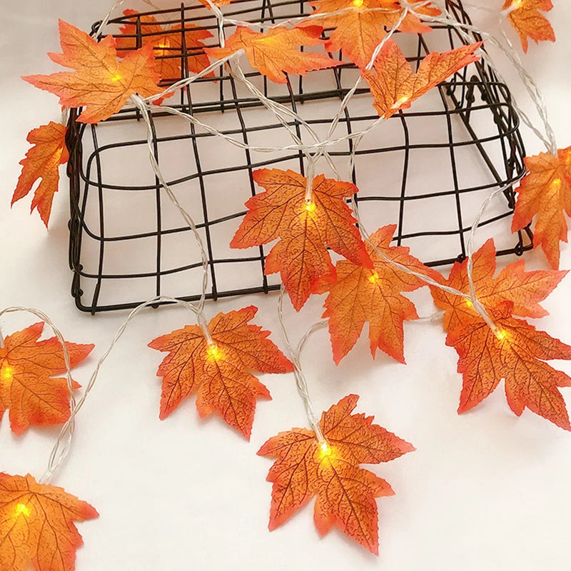 Fall Maple Leaf Leaves LED Light Garland