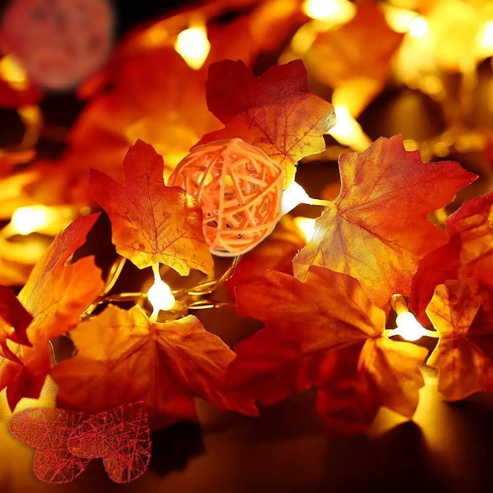 Fall Maple Leaf Leaves LED Light Garland