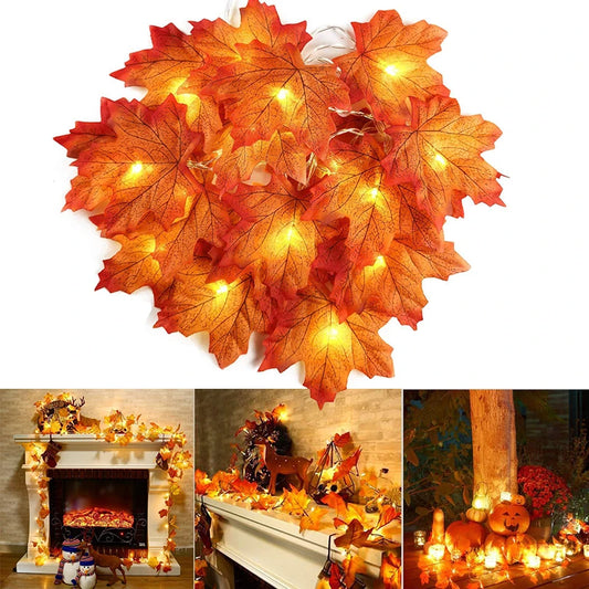 Fall Maple Leaf Leaves LED Light Garland