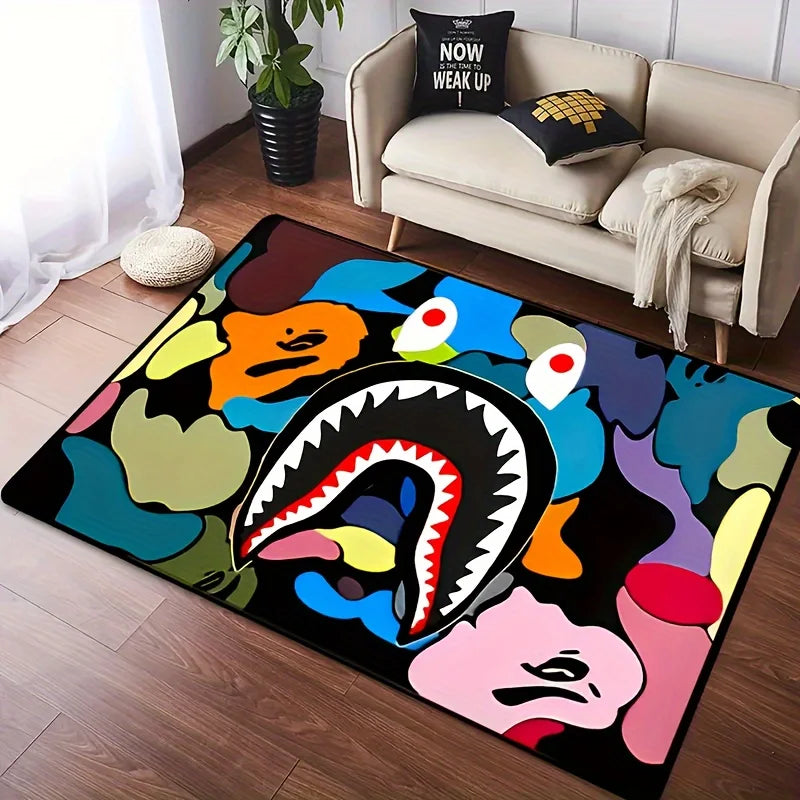 Camo Shark Face Area Rug