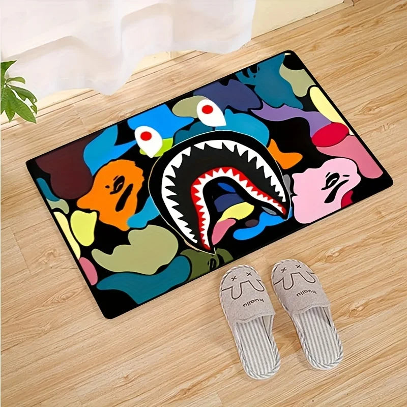 Camo Shark Face Area Rug