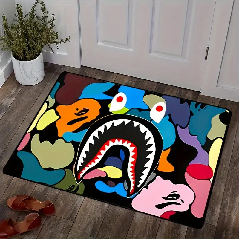 Camo Shark Face Area Rug