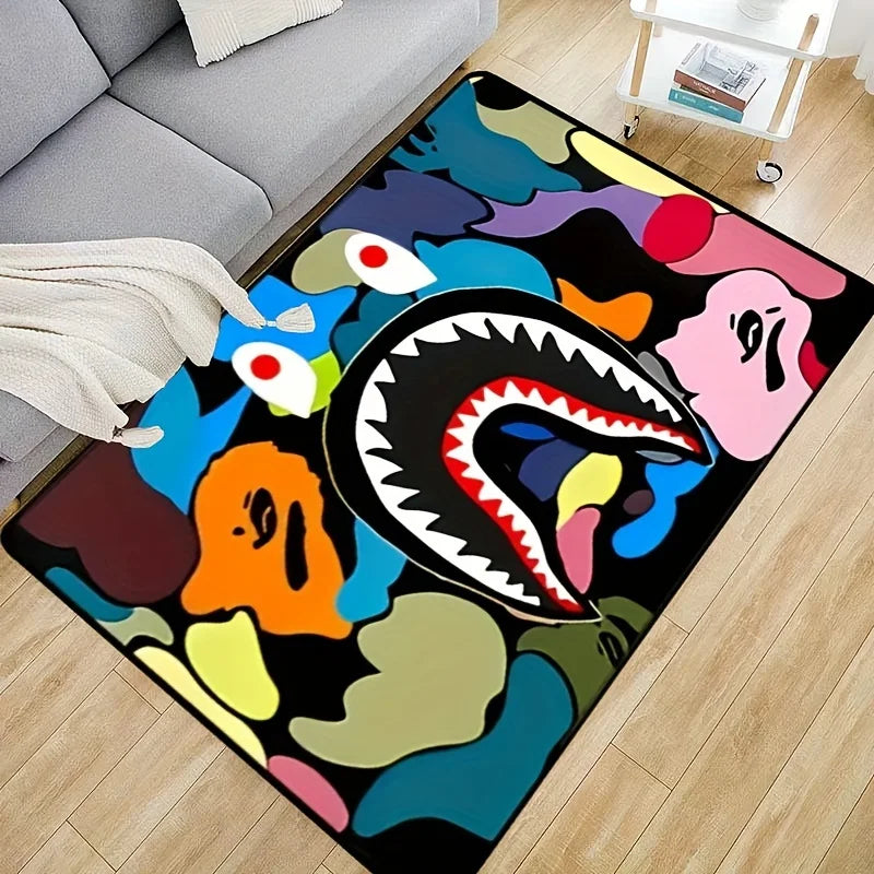 Camo Shark Face Area Rug